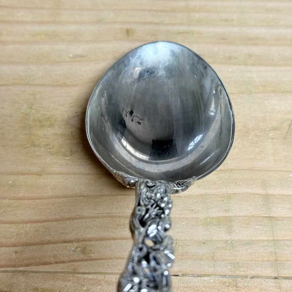 Vintage Godinger Silverplate Grapevine Serving Spoon 10.75